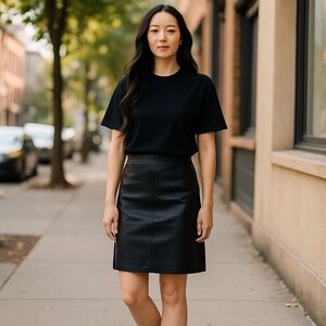 Jaclyn Smith Ladies Skirt Size Small Black 100% Leather NWT